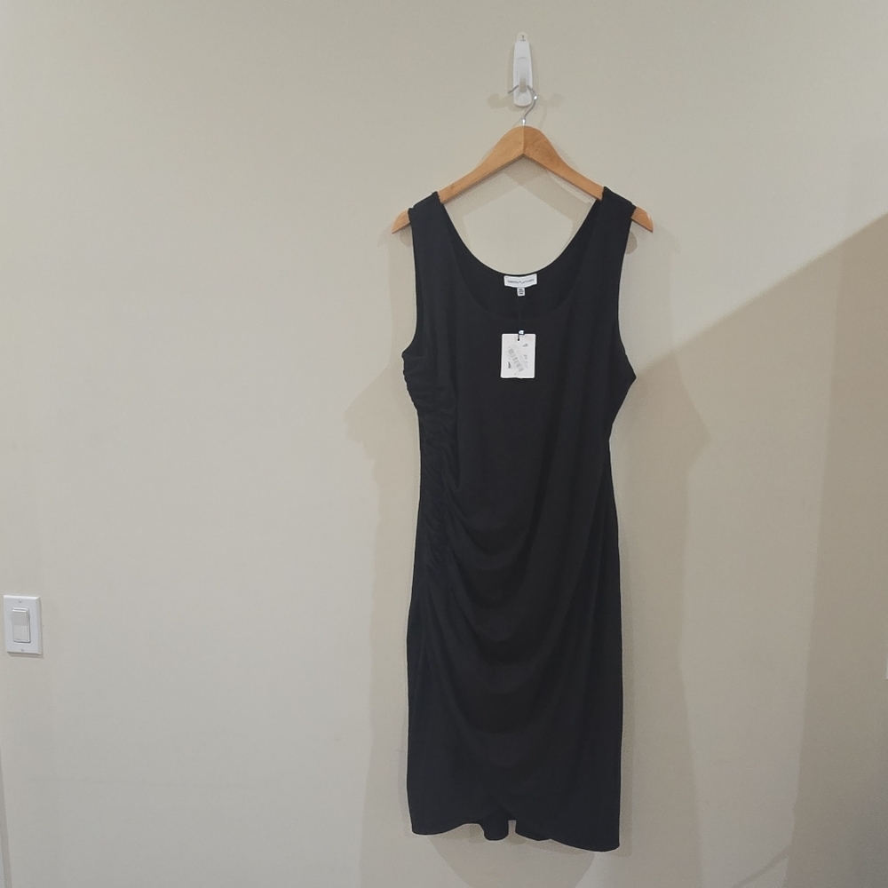 Gibson Latimer black ruched sleeveless sheath dress round neck knee length XXL
